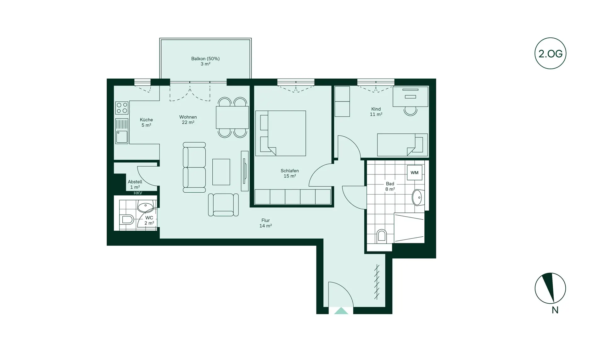 WE82 - 3 Room Apartment with Balcony in Haus 5 Floor Plan