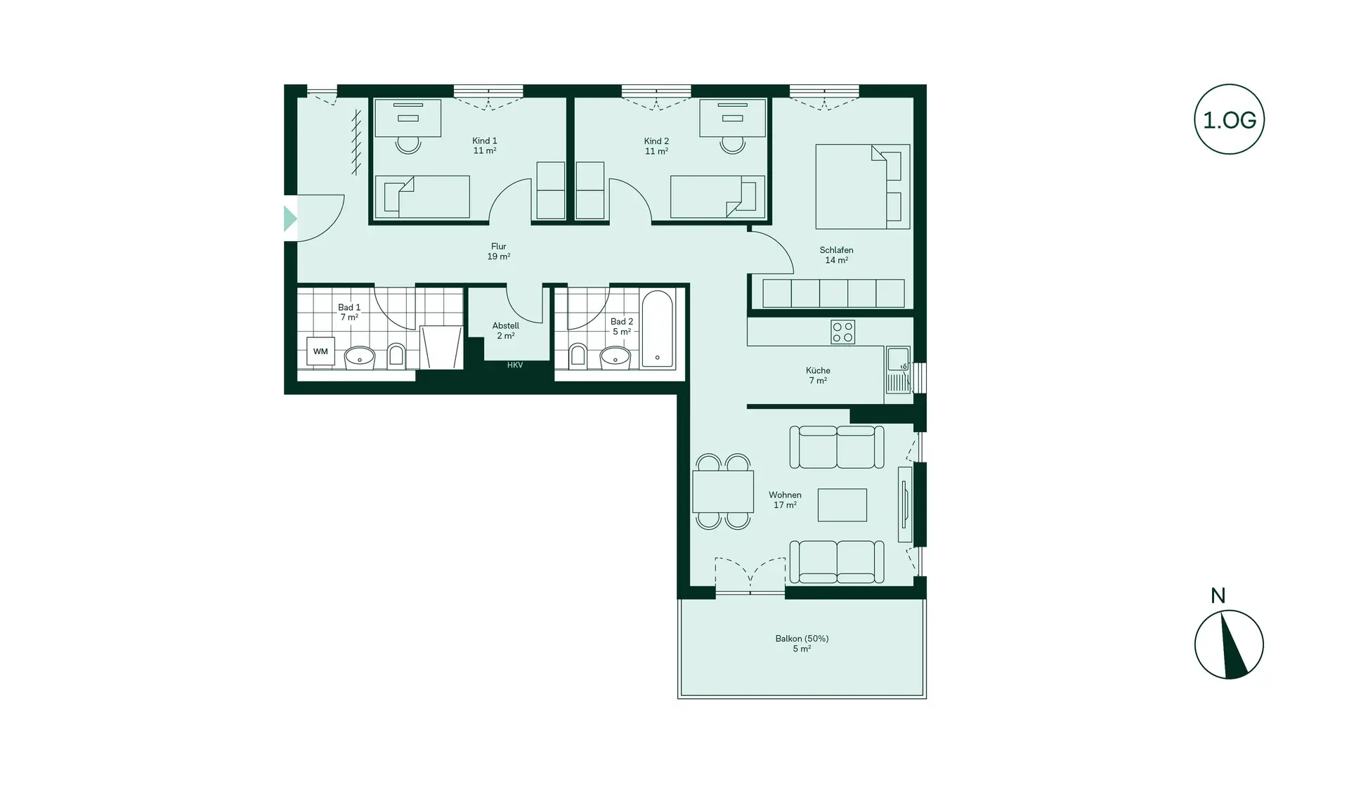 WE62 - 4 Room Apartment with Balcony in Haus 4 Floor Plan