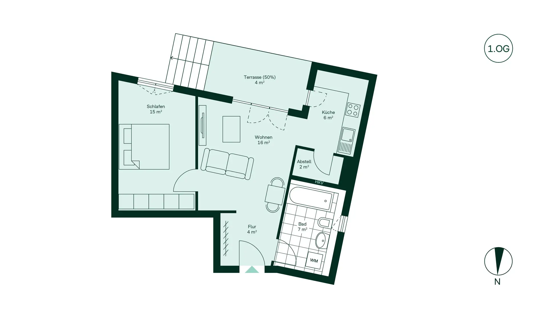 WE03 - 2 Room Apartment with Patio in Haus 1.1 Floor Plan