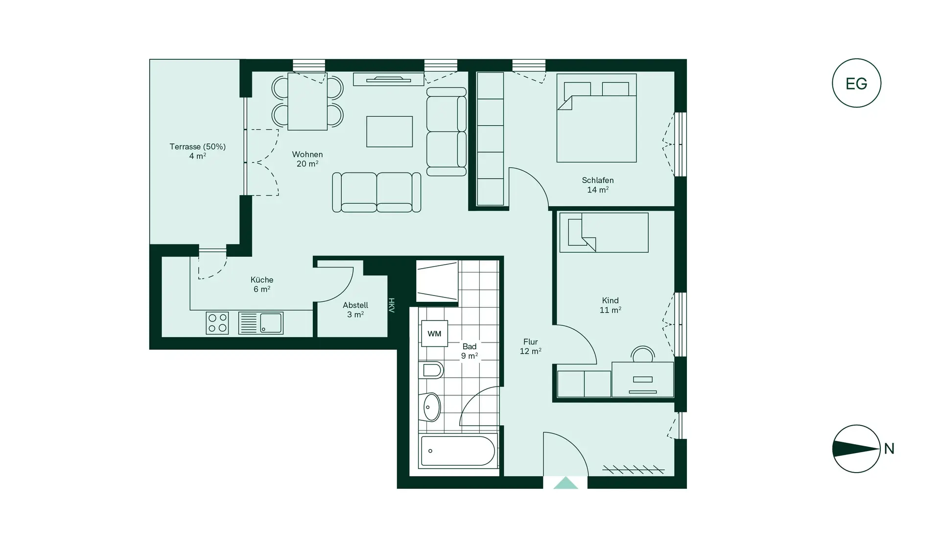 WE20 - 3 Room Apartment with Patio in Haus 2 Floor Plan
