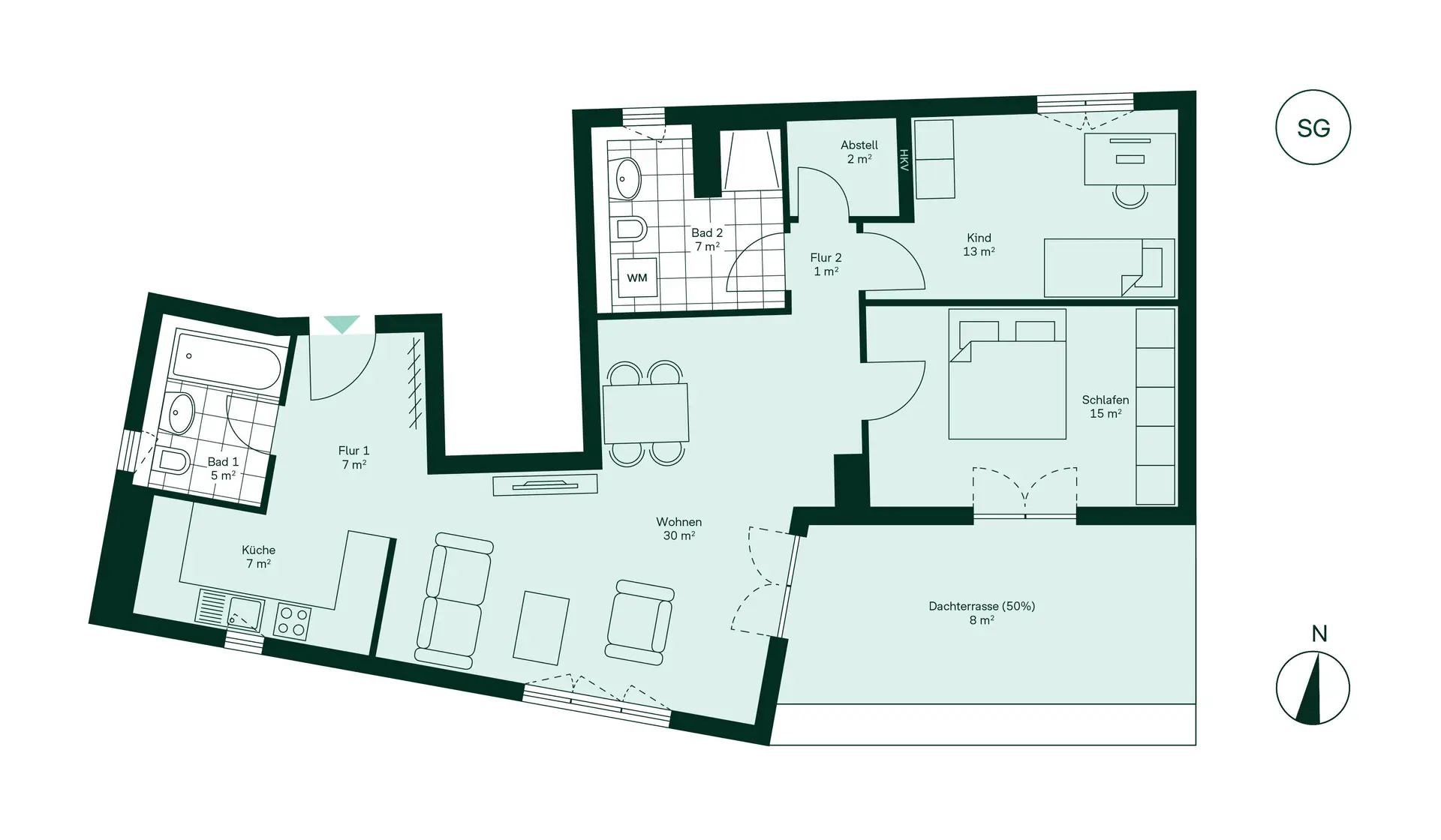 WE06 - 3 Room Penthouse Apartment with Balcony in Haus 1.1 Floor Plan
