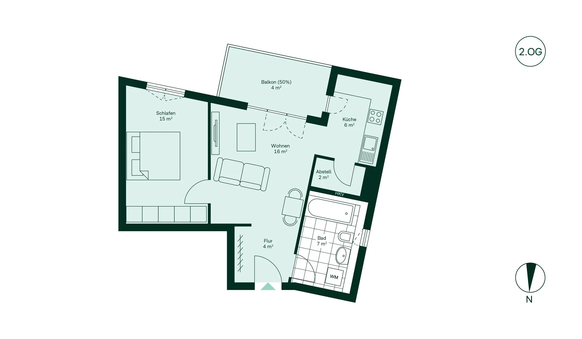 WE05 - 2 Room Apartment with Balcony in Haus 1.1 Floor Plan