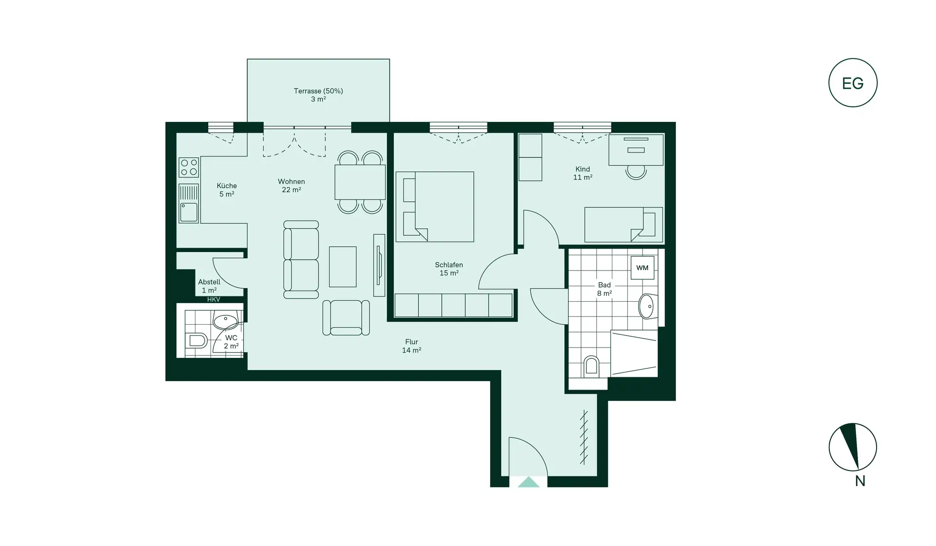 WE59 - 3 Room Apartment with Patio in Haus 4 Floor Plan
